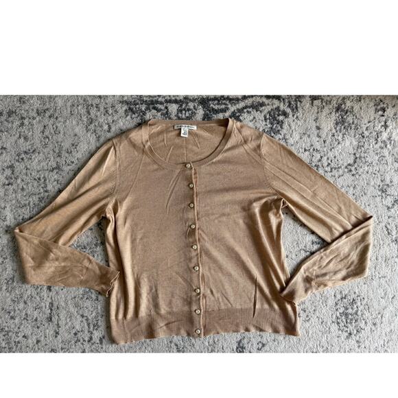 Banana Republic Tan Button Up Cardigan Size Medium Silk/Cotton Blend - Picture 1 of 4